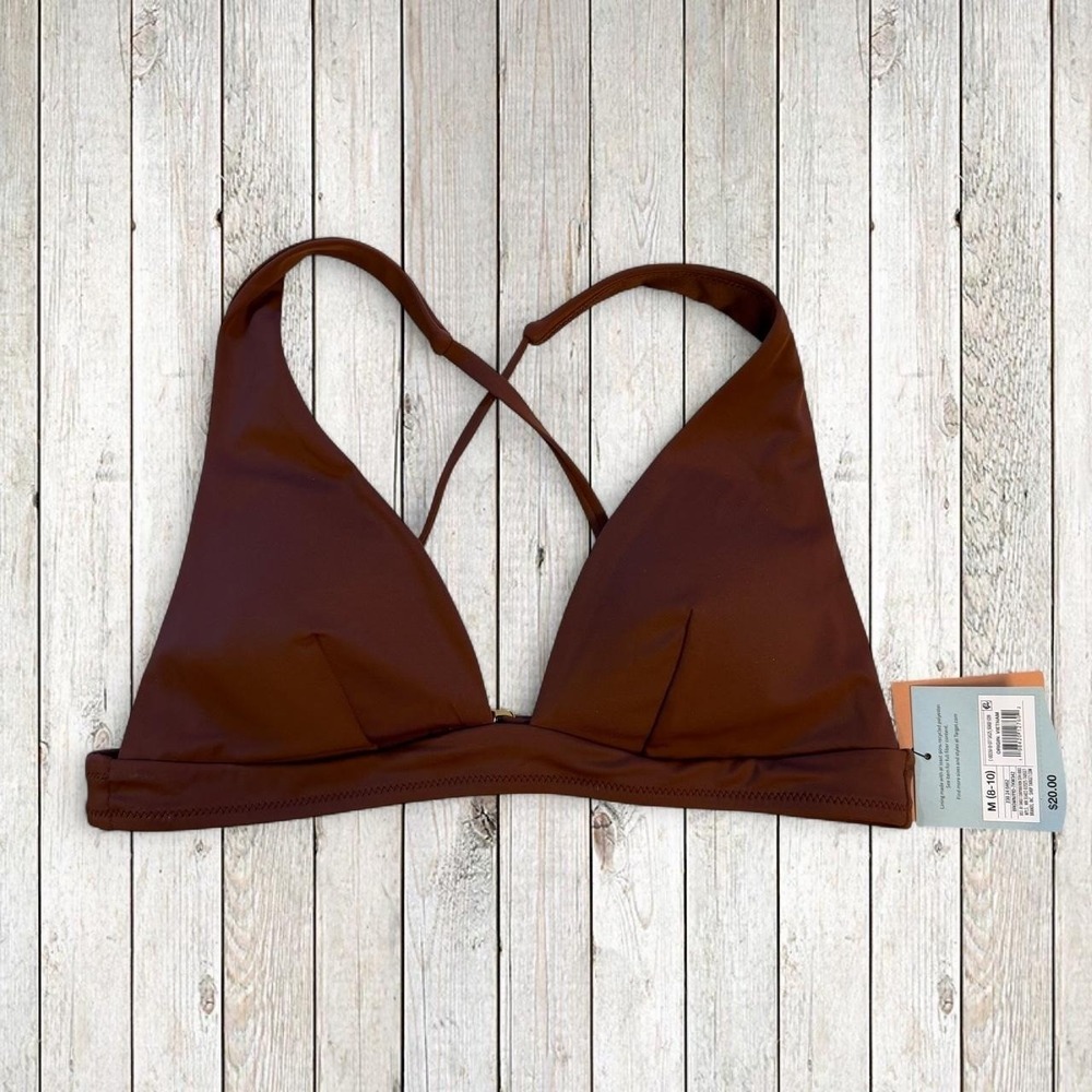 Shade & Shore Brown Triangle Bikini Top NWT Size Medium